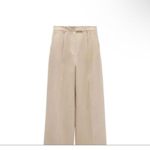 Zara Pants - Zara Tan Linen High Waisted Pants Size S NWT